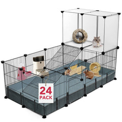 Viscoo 24-panels small-animal playpen assembly demonstrates versatile DIY layouts for safe pet play.