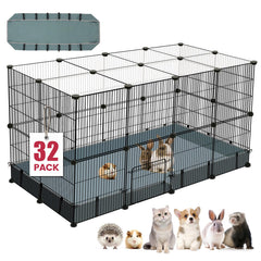 VISCOO 32-panels playpen assembled shows sturdy indoor containment for small pets