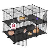 Viscoo 41-panels playpen front view with two doors for easy access