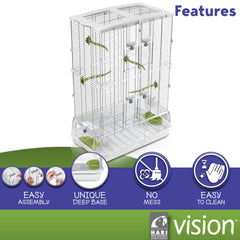Vision M02 exterior seed and water cup access minimizes bird disturbance during refills.