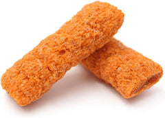 Vitakraft Carrot Slims Rabbit nibble sticks mid-chew, easy for small mouths.