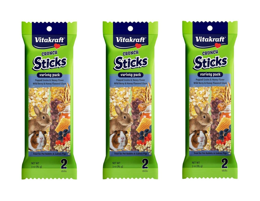 Vitakraft Crunch Sticks variety pack front view for rabbits and guinea pigs—enrichment snack.