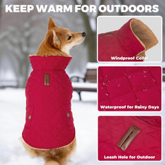 Vitiswap dog winter coat fleece lining delivers warm comfort on chilly days.