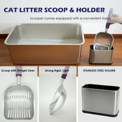 Vitisyao heavy-duty kitty scooper reaches litter box corners with a comfortable grip.