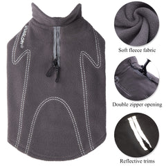 VIVAGLORY dog fleece coat back view highlights lightweight warmth and coverage