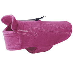 VIVAGLORY dog fleece coat neck and belly closures for easy on-off warmth.