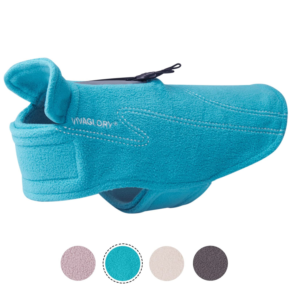 VIVAGLORY dog fleece coat neck-closure simplifies putting on the coat for quick walks.