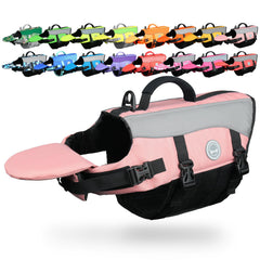 VIVAGLORY dog life jacket with removable front float reduces neck pressure for comfortable swimming.