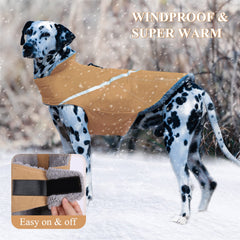 VIVAGLORY Snowrap coat back view - harness hole for easy leash access