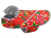 VIVAGLORY Snowrap dog coat on a dog showing harness hole for easy leash access during walks