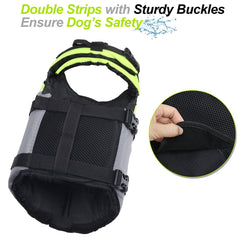 VIVAGLORY Sports Style Dog Life Vest with handle and D-ring for quick rescue and control.