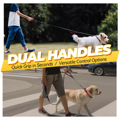 VIVAGLORY Twingrip leash showing traffic handle for close control in crowds.
