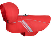VIVAGLORY Wetoff dog raincoat hood keeps pets dry during rainy walks with bright visibility.
