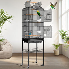 VIVOHOME 64-inch bird cage with play top and rolling stand, mobile for room-to-room placement.