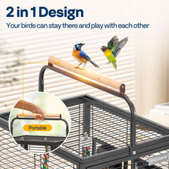 VIVOHOME bird travel cage dimensions view emphasizes roomy interior for small birds.