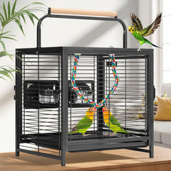VIVOHOME bird travel cage front view shows sturdy frame for safe transport.