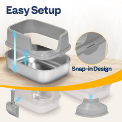 VIVOHOME litter box with non-slip feet on various floors for stability.