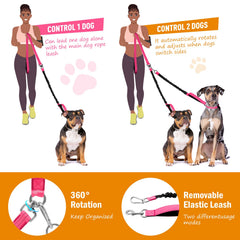 Vizbrite LED double dog leash padded handles for comfortable grip during long walks