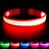Vizpet collar LED ajustable para perros, comodidad y ajuste seguro para paseos nocturnos