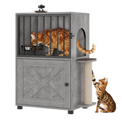 VKTO Cat Feeding Station with dog-proof door keeps dogs away from cat food.
