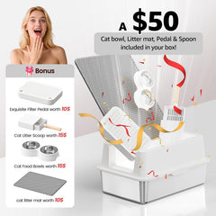 VNAKIO high-sided stainless steel litter box offers extra room for large cats.