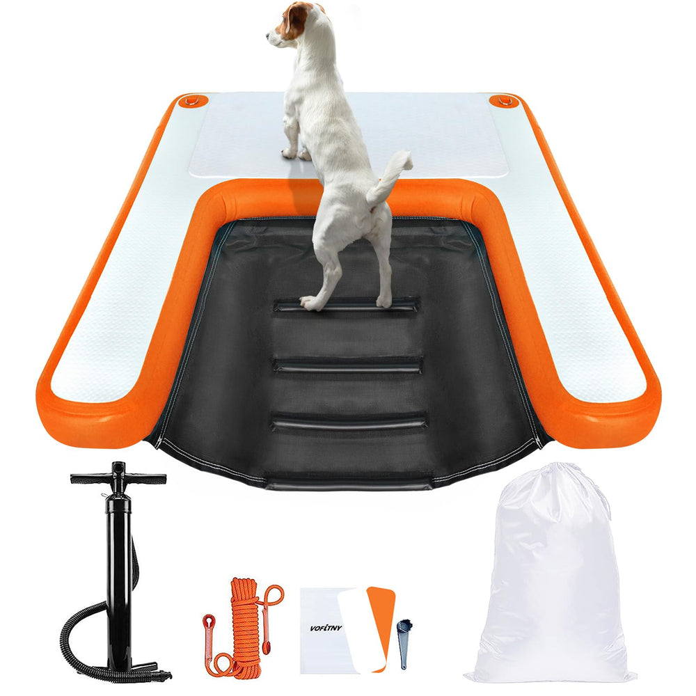 VOFiTNY dog pool ramp front view shows non-slip surface for safe water entry.