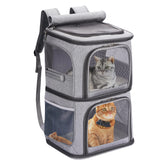 VOISTINO 2-in-1 backpack front view with dual compartments for small pets.
