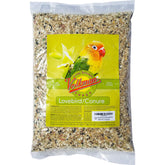 Volkman Seed Avian Science Lovebird & Conure bird seed bag supports balanced nutrition for small parrots.