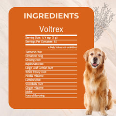 Close-up of Voltrex herbal blend highlights whole-herb ingredients for circulation support.