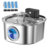 Voluas Cat Water Fountain stainless steel front view for safe, hygienic hydration.