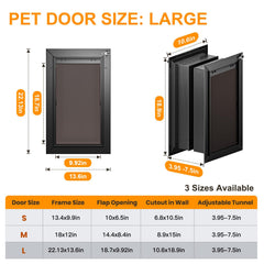 VOSOIR dog door all-aluminum frame close-up highlighting rust resistance.