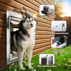 VOSOIR dog door lock panel closeup shows secure inside-out protection