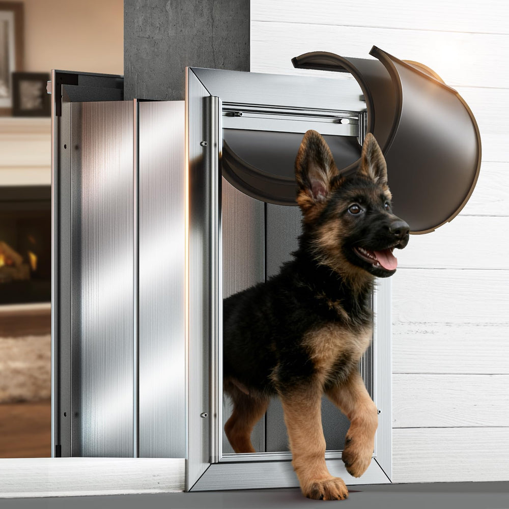 VOSOIR dog door wall-mount shows sturdy aluminum frame for durable access.