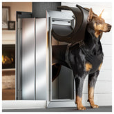 VOSOIR dog door wall-mounted setup shows durable aluminum frame for exterior walls