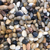 Voulosimi River Rock Stones mixed colors in 10lb bag for durable outdoor decor and plant displays.