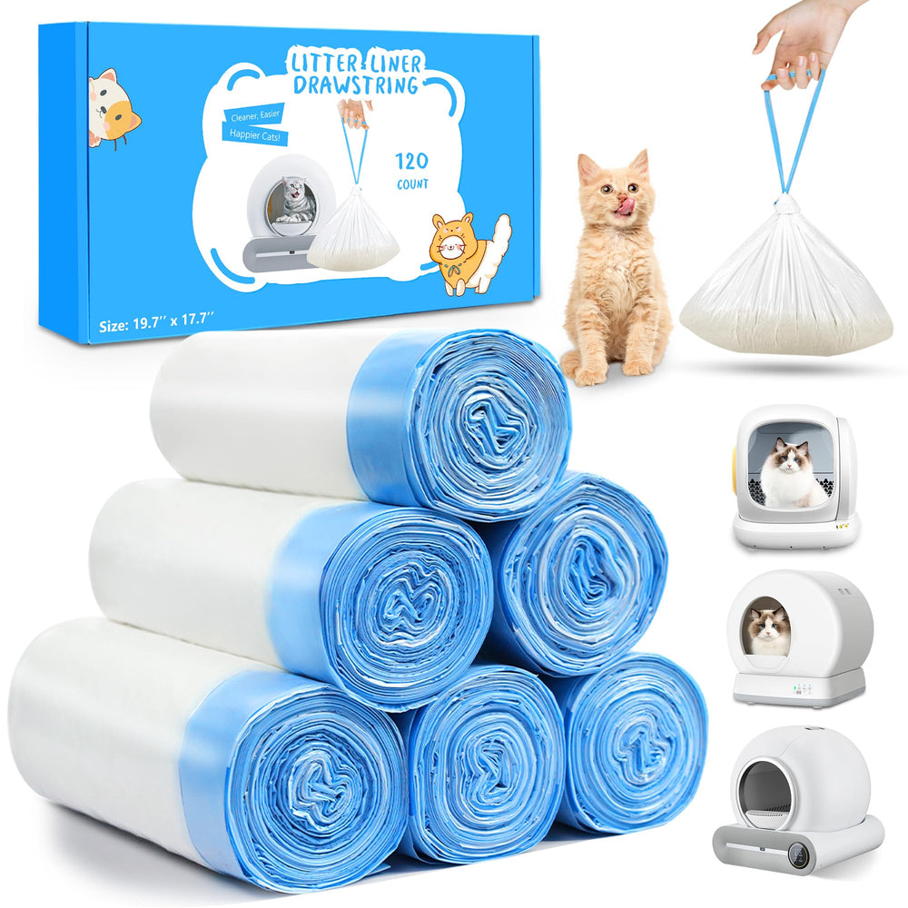 VOZIXALA 120-count self-cleaning litter liners show durable, tear-resistant design for heavy use