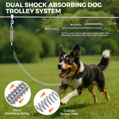 VST Dog Tie Out spring-lead close-up highlighting cushioned cable for smoother movement.