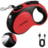 VTOPVMAX 16ft retractable leash red extended view shows easy control on walks.