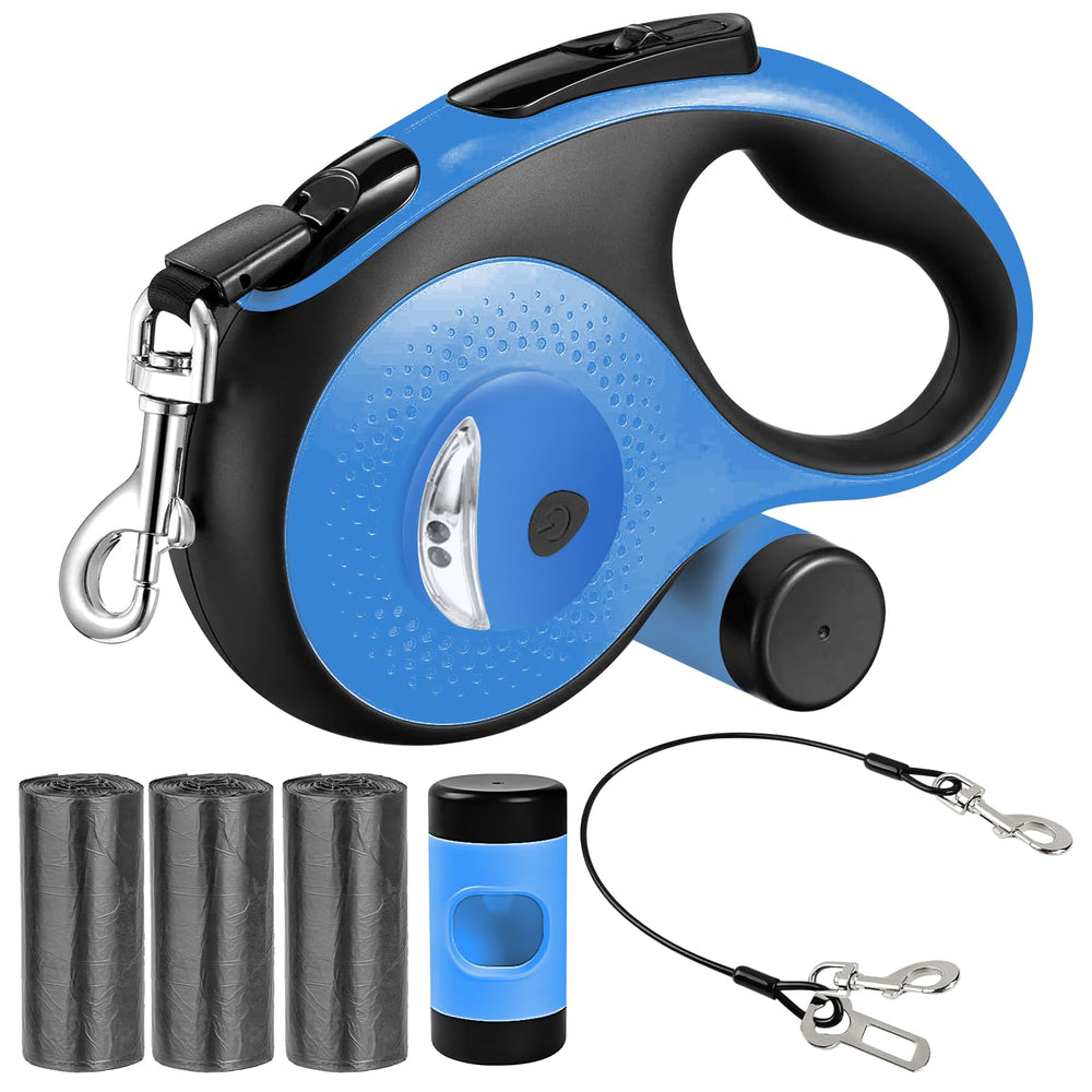 VTOPVMAX 26ft retractable leash blue angled view showing comfortable grip during long walks
