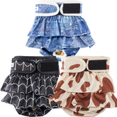 VUNCESSIN reusable dog diapers pack in three patterns for training and heat management.