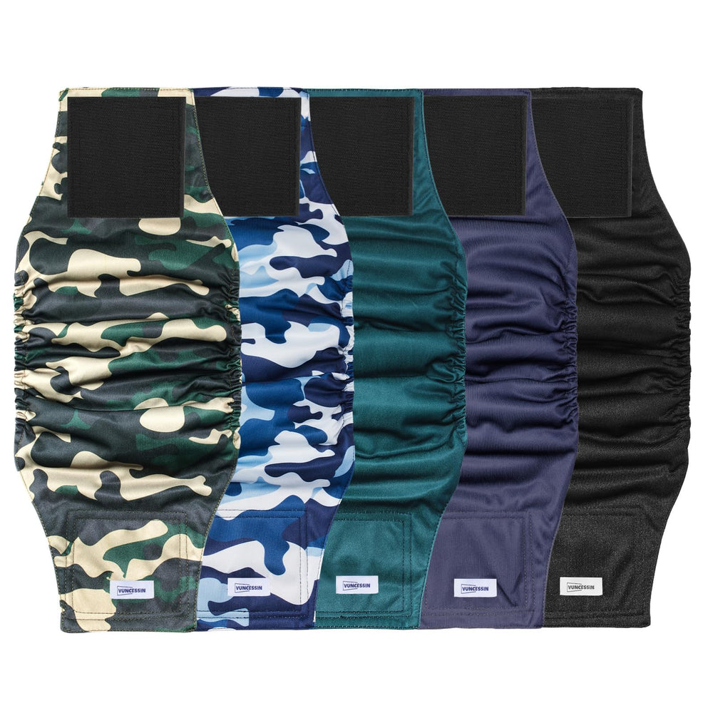 VUNCESSIN reusable dog diapers pack overview with five patterns for daily protection