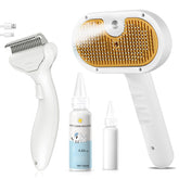 VVWVVW 3-in-1 pet steam brush set front view for efficient grooming on dogs and cats.