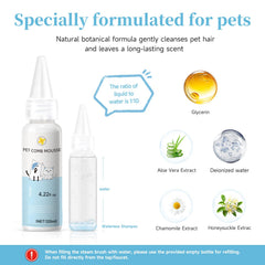 VVWVVW spray-feature closeup highlights cool mist spray for gentle grooming.