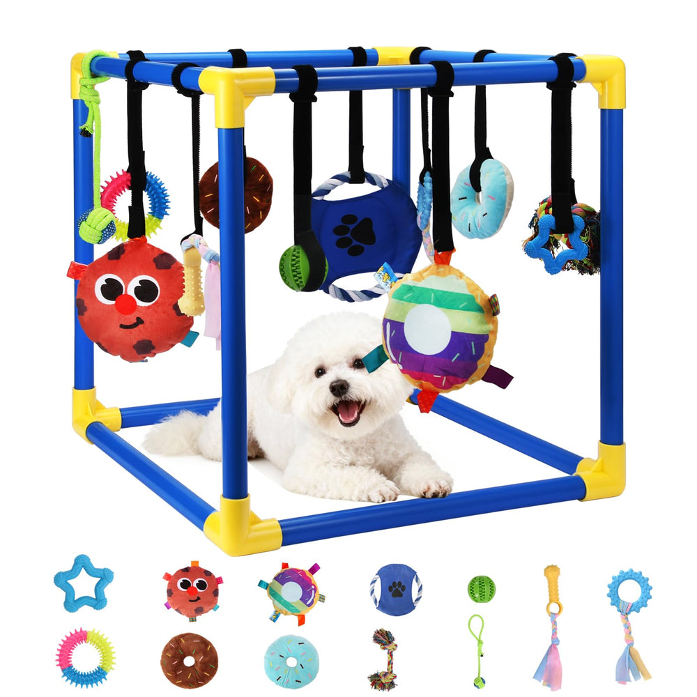 VYNALTIX Puppy Play Gym frame demonstrates sturdy PVC for safe indoor play