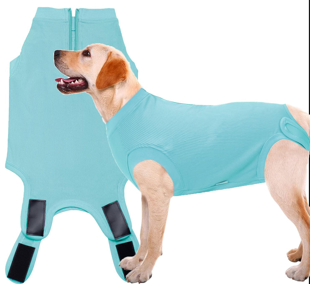 Wabdhaly recovery suit with zipper enables quick, gentle post-surgery dressing for dogs