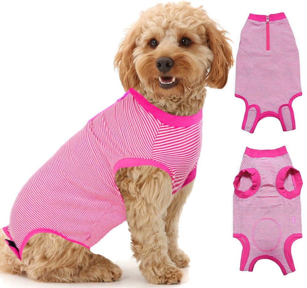Wabdhaly recovery suit for dogs zipper closeup showing easy wear and quiet operation