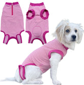 Wabdhaly recovery suit dogs zipper closeup shows easy-on design for post-surgery comfort.