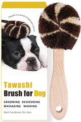 Wablade tawashi brush wood-handle for gentle massage and low-static grooming
