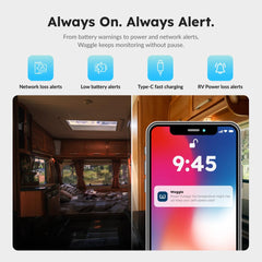 Waggle AQI display highlights air quality for safer indoor environments.