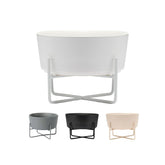 Waggo Simple Solid dog bowl stand side view in matte white for stable, mess-free meals.